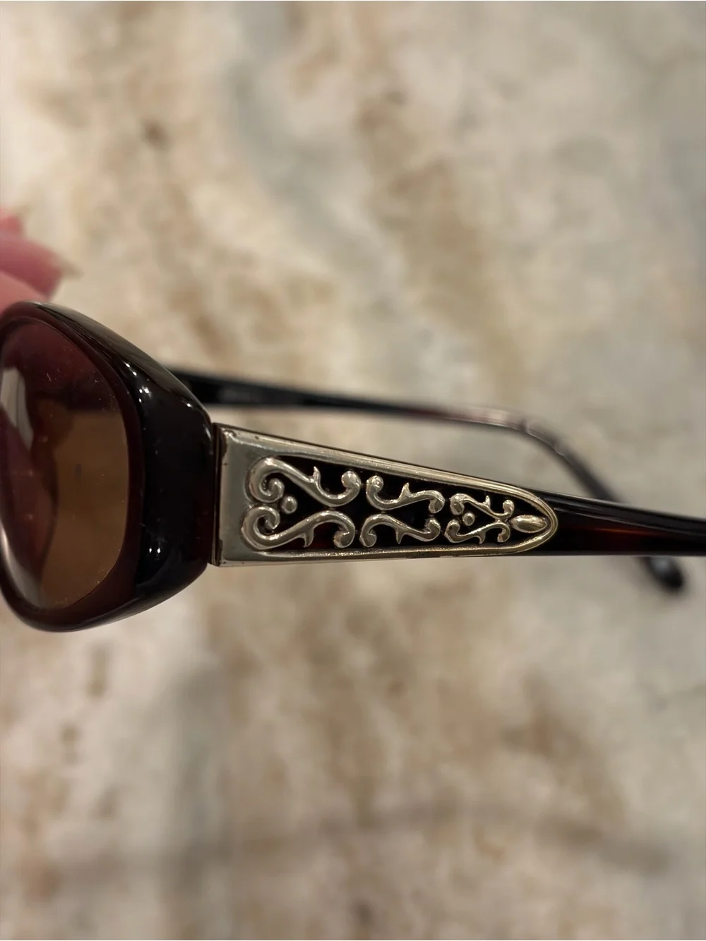 Brighton Brown Oval Women's Sunglasses with matching metal case